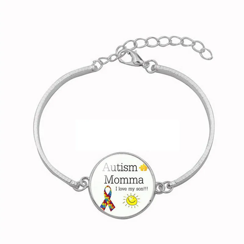 BTWGL Autism My Child Is Autistic Bracelets Superhero Autism Asperger Buckle Leather Bracelet AUTISM MOM Jigsaw Bracelet