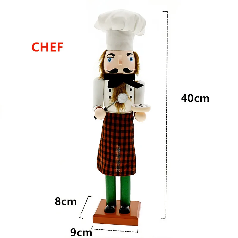 Christmas Decor Crafts Nutcrackers MYLBUE 40CM Original Wood Doctor And Chef Statues Sculptures For Home Room Deocration