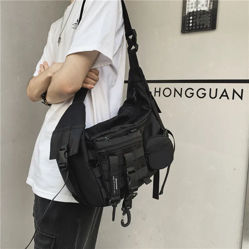 Messenger bag men's tide brand large capacity shoulder bag diagonal bag ins Japanese tooling bag student shoulder bag.