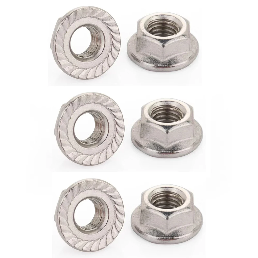6pcs M4 Hexagon Flange 304 Stain Steel Lock Nut Pinking Slip