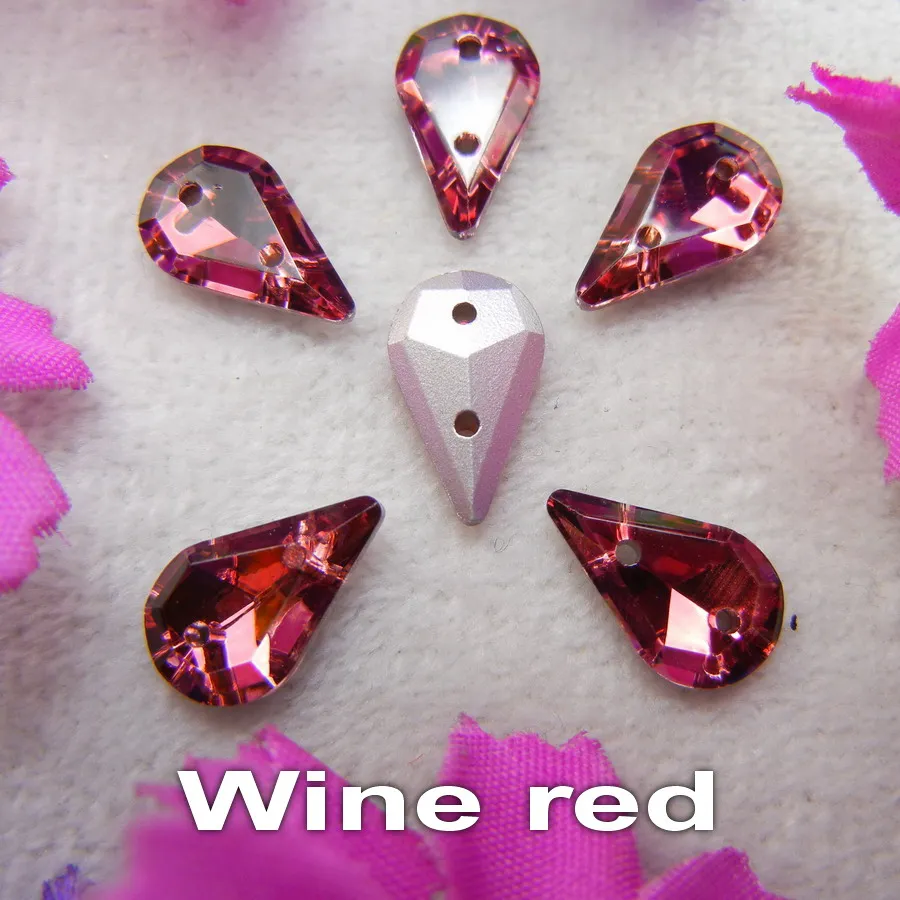 Glaskristall, zwei Löcher, 8*13mm, 50 Stück/Beutel, schöne Farbmischung, schlanke Tropfenform, aufnähbare Strassperlen für Kleidung, Schuhe, DIY. – Detail 11