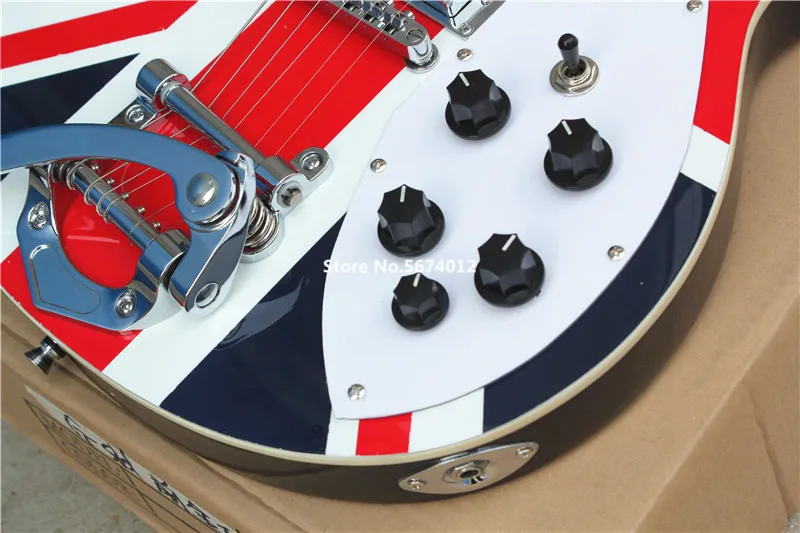 High quality customized Rickon 360 electric guitar stickers with flag rose wood fingerboard