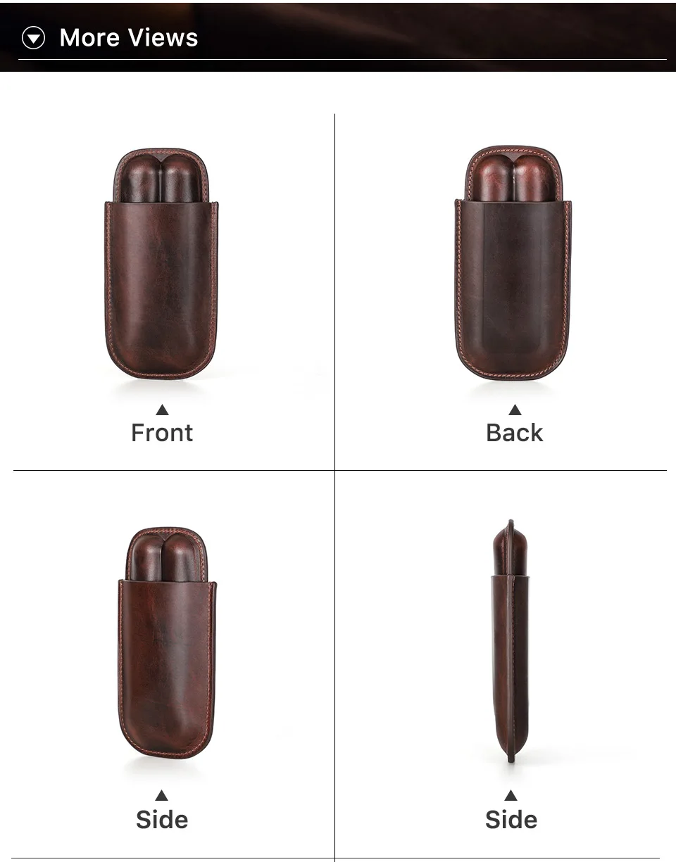 CONTACT'S FAMILY Leather Cigar Case Multiple Cigars Sets Storage Portable Cigar Box Humidor Box for Travel Gift for Man Father