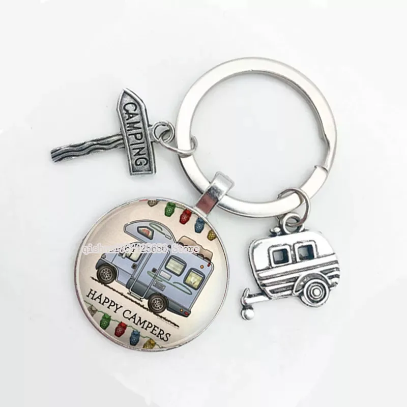 2021 New/Cute Camper Wagon Keychain, I Love Camping Keychain, Trailer Road Sign Keyring, Holder Stylish Keychain Holiday Travel