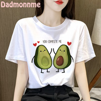 Cute Avocado Kawaii Clothing Top Women T-Shirt Summer Aesthetics Graphic Short Sleeve Polyester T Shirts Female Camisetas Verano