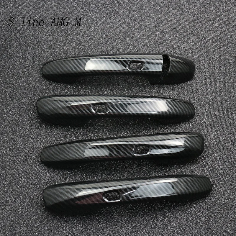Car Styling Carbon fiber For Mercedes Benz C E GLC Class W213 W205 X253 Outer Door Bowl Handle Stickers protection Covers Trim