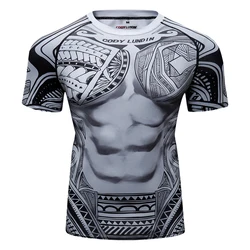CODY Custom Compression Gym Shirts Jiu jitsu bjj Rashguard MMA Sunscreen T-shirt Quickly Dye Sportswear Men Blouse with Drawing