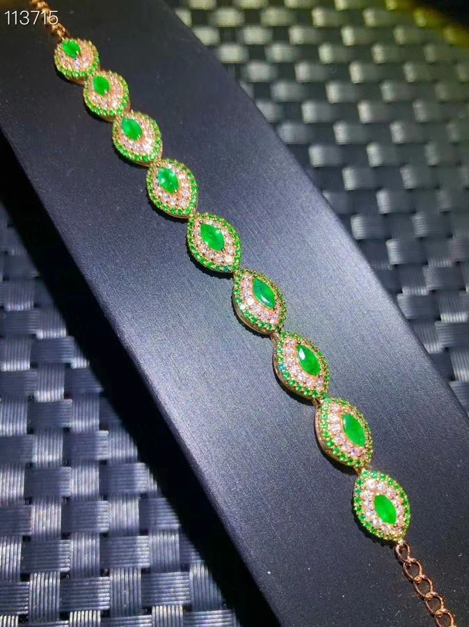 KJJEAXCMY Fine Jewelry 925 Sterling Silver inlaid gemstone Emerald women hand bracelet lovely support detection