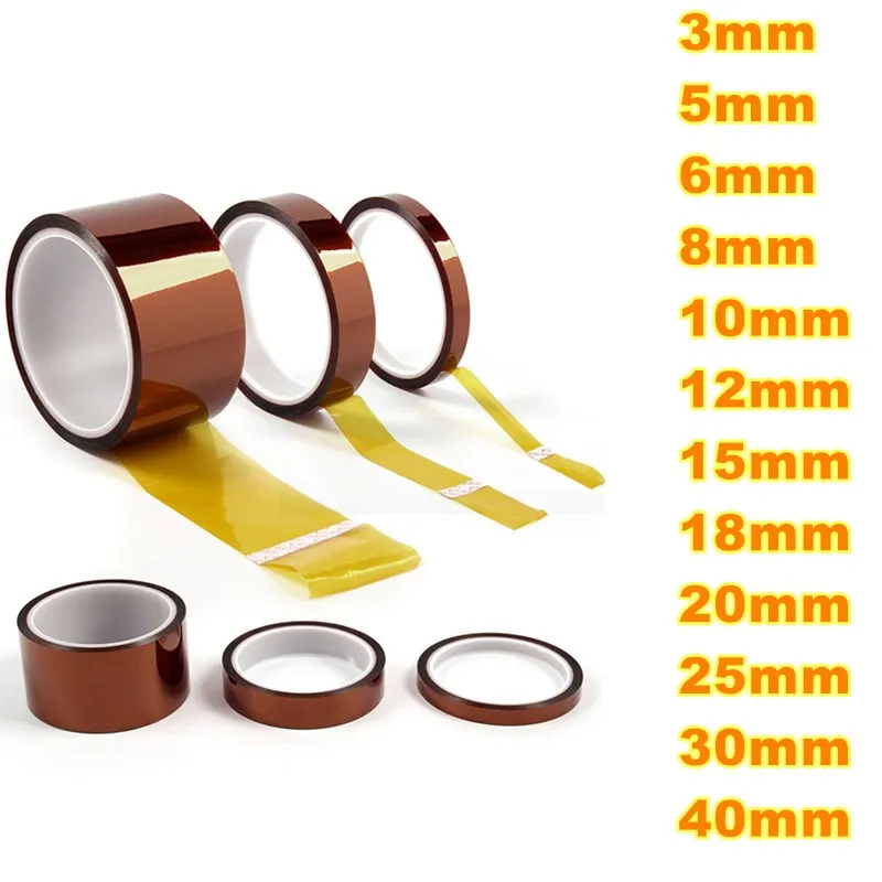 3/5/6/8/10/12/15/18/20/25/30/40mm 3D Sublimation Kapton Tape 100ft Heat Resistance Proof Tape Tools for Heat Transfer Print