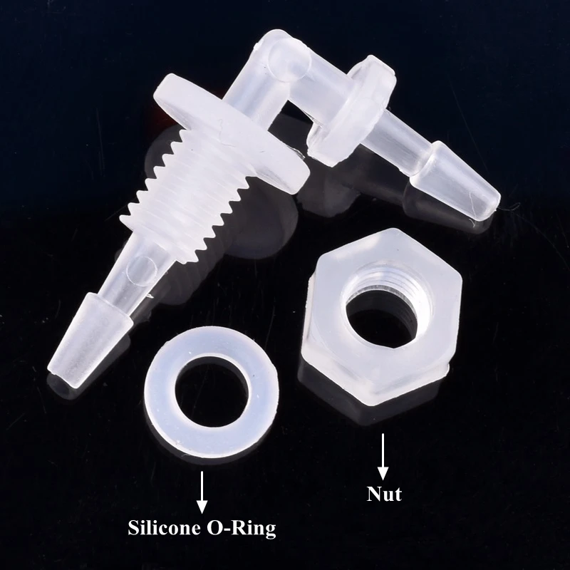 5 ~ 200 sztuk M6 ~ G1/2 do 2.4-11.1mm PP Pagoda łączniki łokciowe z nakrętką silikonowe O-Ring nawadnianie ogrodu zbiornik akwarium przeguby węża