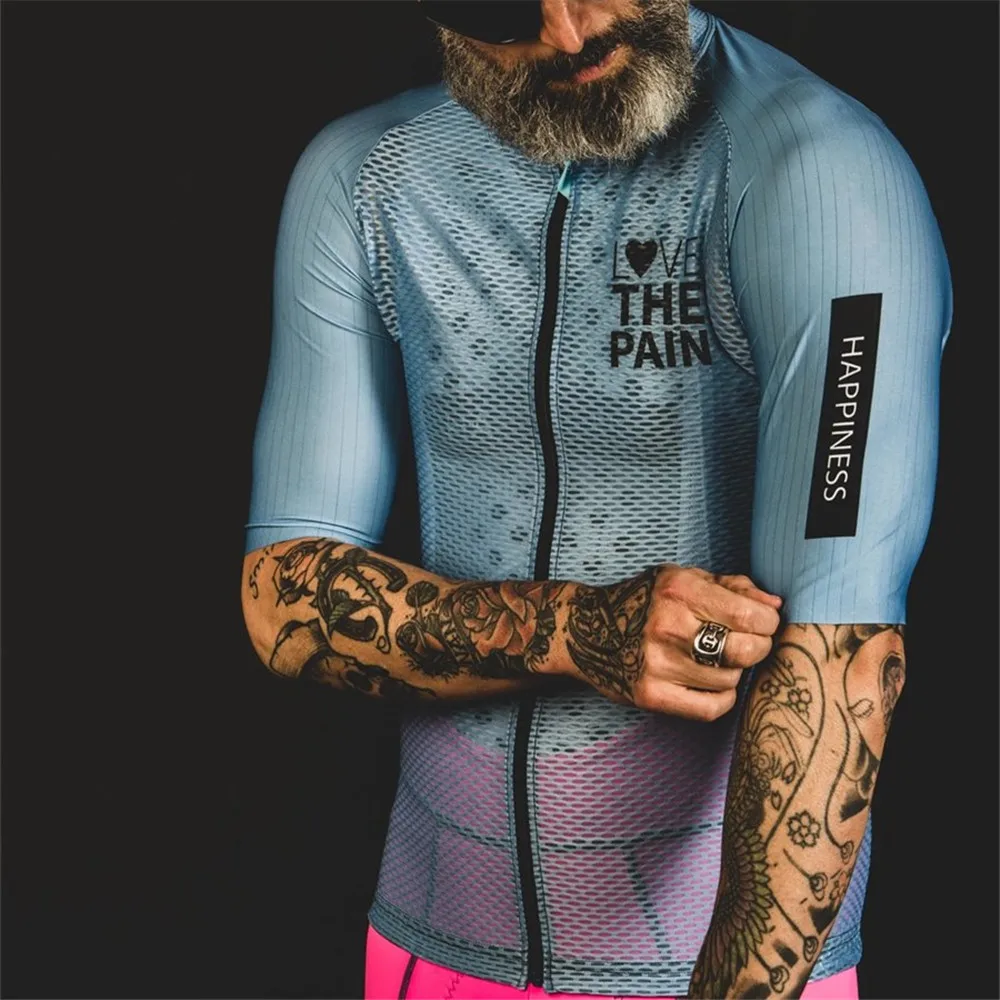 Love The Pain Men Cycling Jersey Road Bicycle Shirt Bike Quick Dry Jersey Summer Short Sleeve Breathable Maillot Ciclismo Hombre