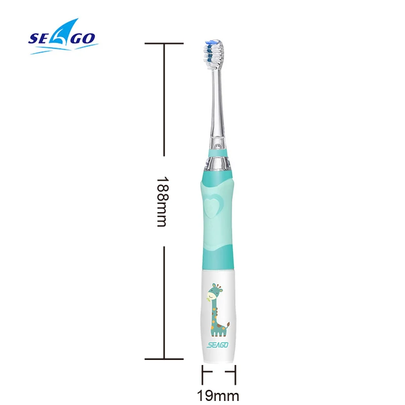 SEAGO فرشاة الأسنان الكهربائية للطفل سونيك تهتز مقاوم للماء الملونة LED الإضاءة لينة شعيرات فرشاة أسنان الطفل الأسنان العناية بالفم
