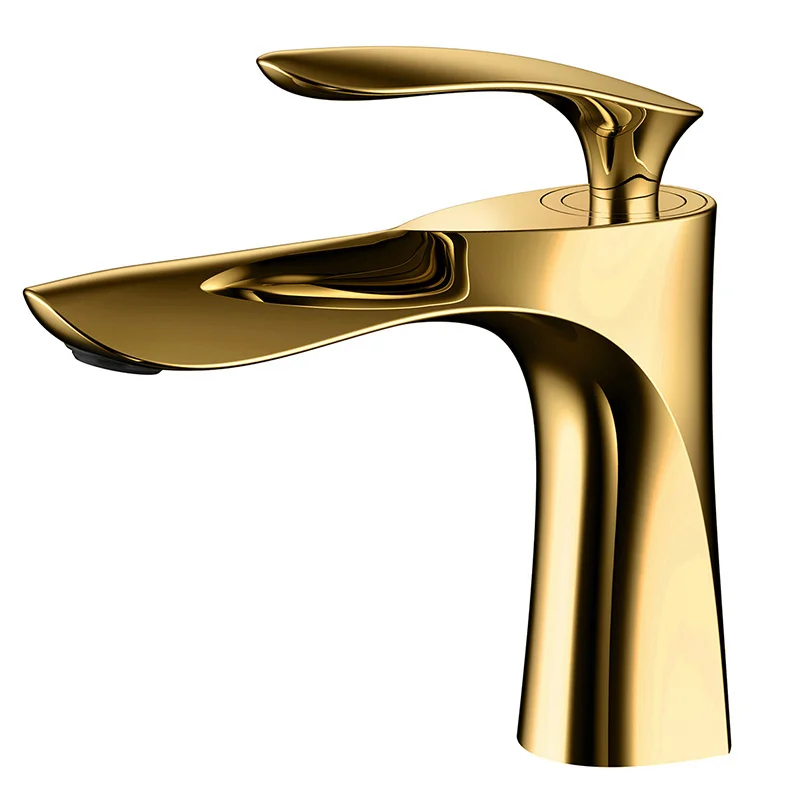 

Solid Brass Bathroom Basin Faucets,Sink Mixer Tap,Hot & Cold Single Handle Deck Mount Lavatory Crane Water Tap,Rose Gold/Black