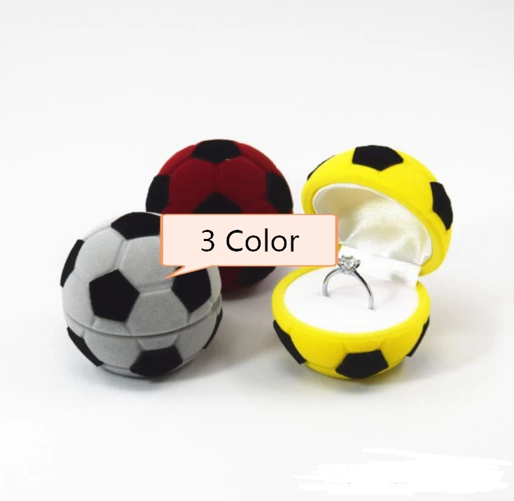 100pcs/lot Creative Flocking Ring Box Football Shap Jewelry Boxes Display Rack Gift Box Wholesale SN3845