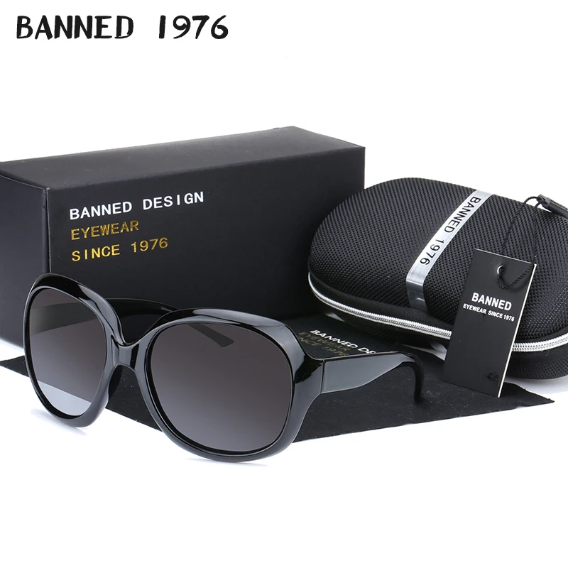 BANNED 1976 Brand Fashion Sunglasses Women Luxury Designer Vintage Sun glasses 2020 Female Rivet Shades Big Frame Style Eyewear