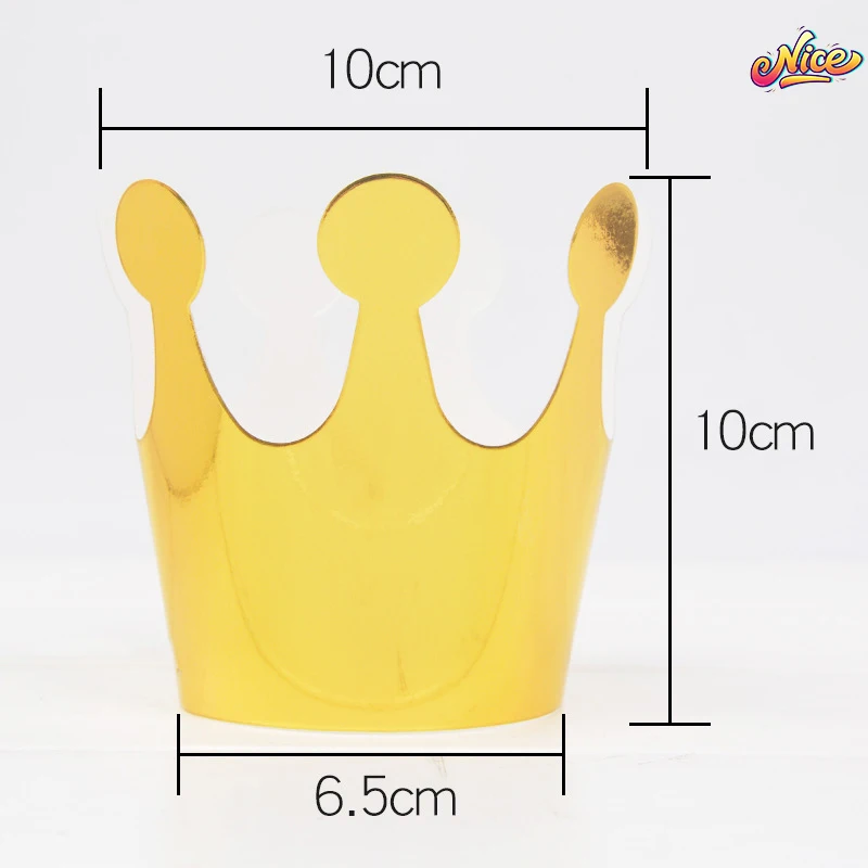 10pcs/Lot Gold Silver Gold Plated Crown Hat Cupcake Toppers Cake Decoration Party Supplies Birthday Wedding Baby Shower Birthday