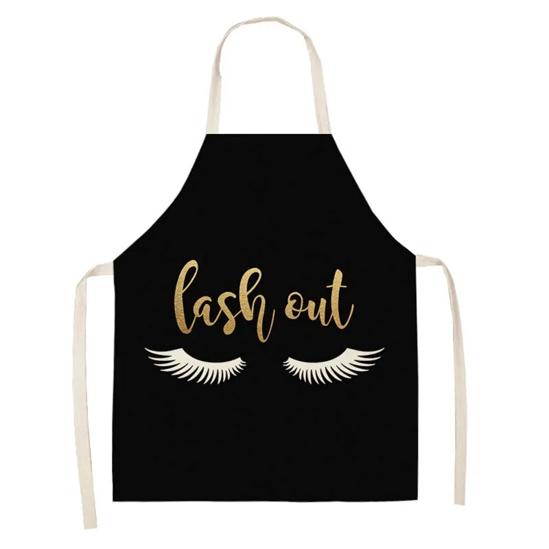 Eye Lashes Printed Kitchen Apron Kids Men Women Chef Cooking Aprons Cotton Linen Waist Apron Cleaning Delantal Limpieza Hogar