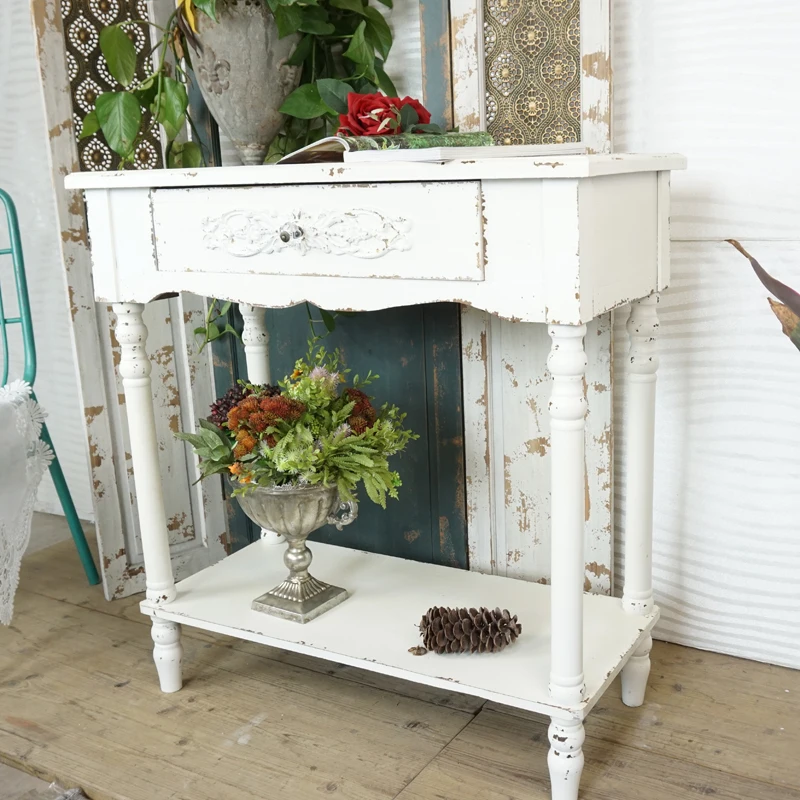 Beautiful Handmade Retro Vintage Solid Wooden Console Table with One Drawer