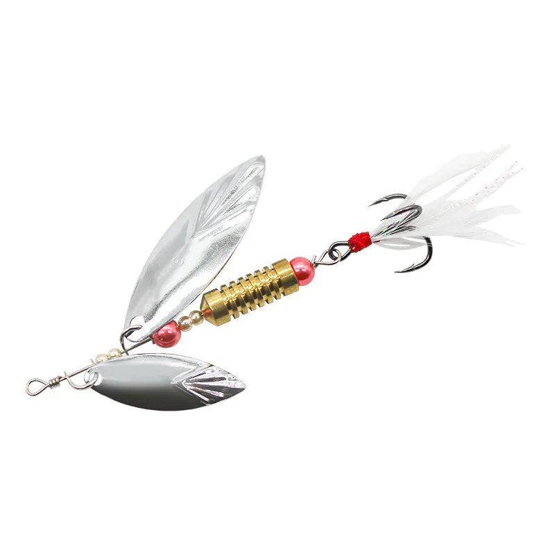 

1pcs Rotating Spinner Sequin Fishing Lure 9g/6.5cm Wobbler Bait with Feather Fishing Tackle for Bass Trout Perch Pike Lure Tool