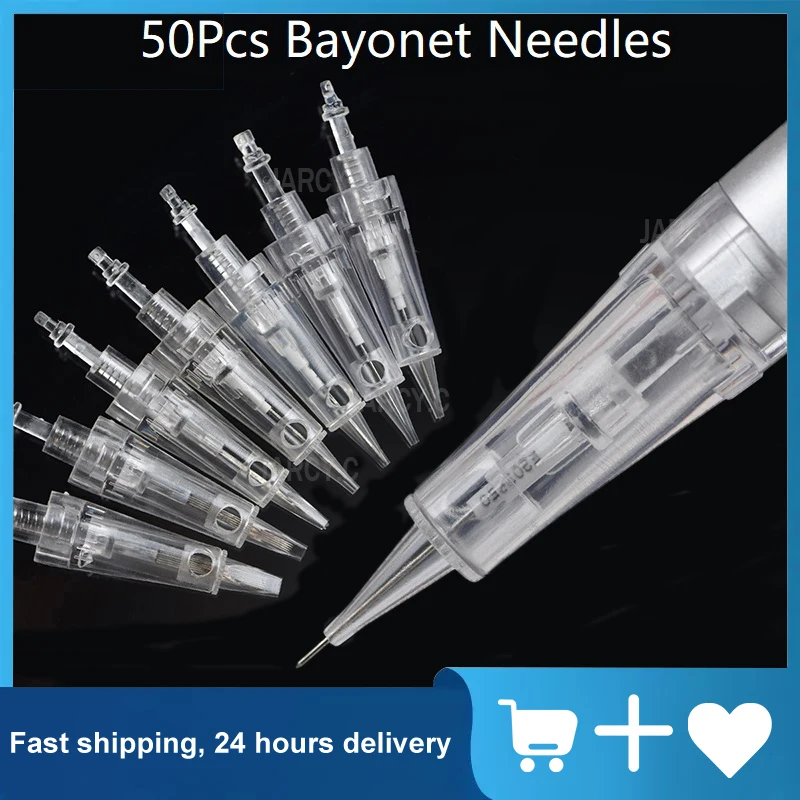 

50pcs Disposable Cartridge Needles Permanent Makeup Bayonet Tattoo Needle 1RL/3RL/5RL For Digital Eyebrow/Lips/Eyeliner Machine