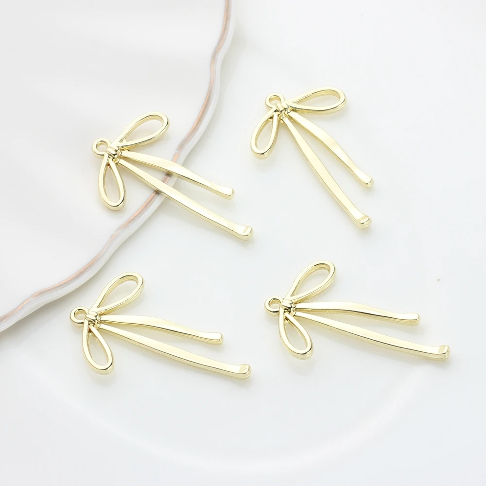 20*32mm 6pcs/lot Zinc Alloy  Long Hollow Bow Charms For DIY Fashion Pendant Earrings Jewelry Making Accessories