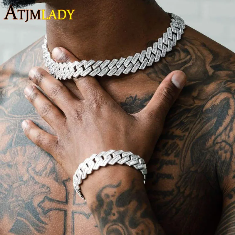 New 19mm Fashion CZ Miami Cuban Chain Heavy Necklace Two Tone Color Iced Out Bling Cubic Zirconia Necklaces Men Hip Hop Jewelry
