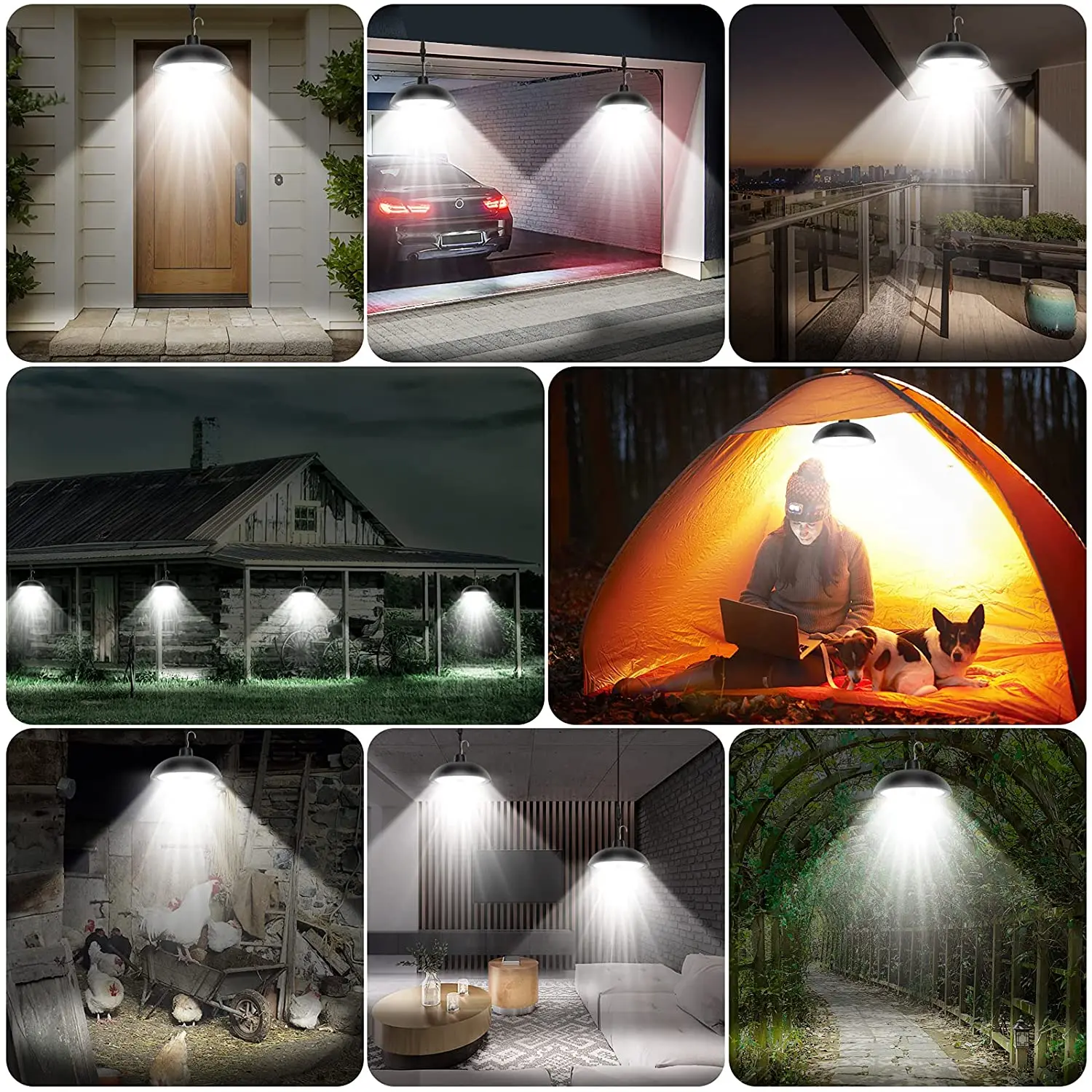 Double Head Solar Led Lamp Outdoors Garden 4 Modes Adjustable Waterproof Upgraded Solar Pendant Light Indoor Dimmable Chandelier