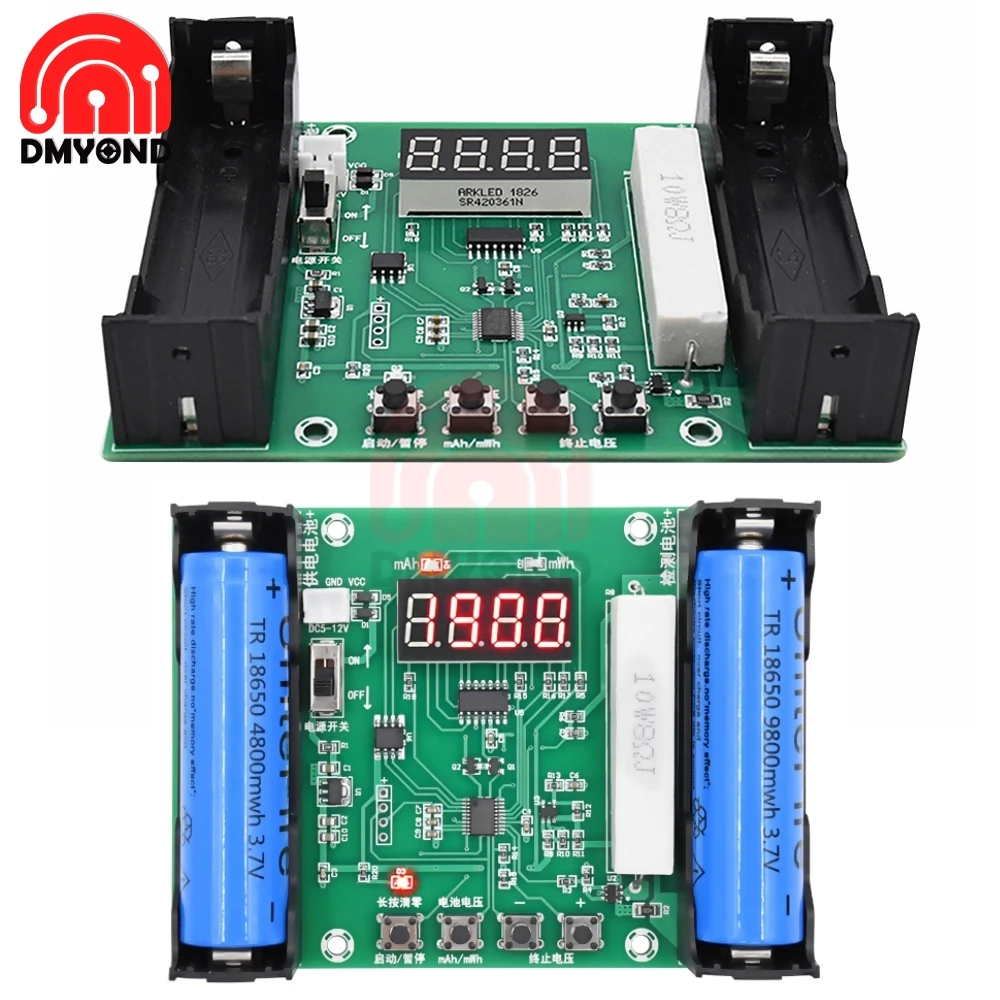 Verificador de Capacidade da Bateria de Lítio Embutida Bateria 18650 Mah Mwh Digital Monitor de Bateria de Carga Eletrônica dc 5v12v
