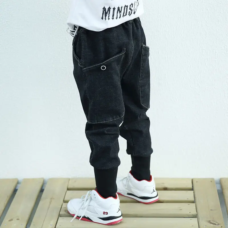 Pants Winter Kids Jeans Casual Boys Pants Denim Thick Plus Velvet Kids Pants School Children Trousers 3-9-11 Years