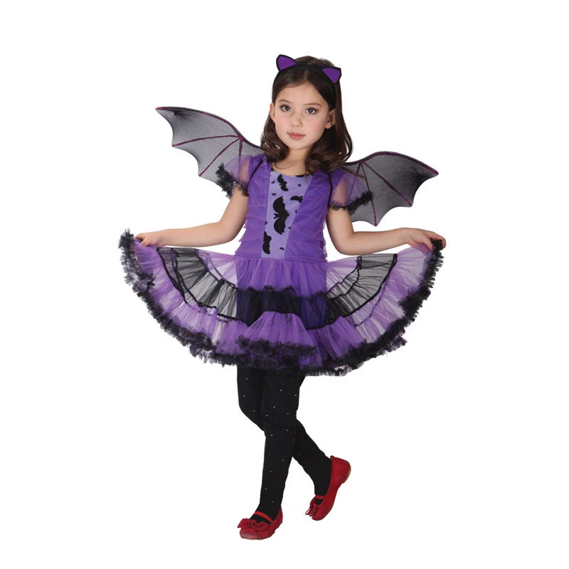 Umorden Kids Child Gothic Vampiress Vampire Costume for Girls Halloween Purim Party Fancy Dress With Teeth Ears 4-6Y 6-8Y 8-10Y