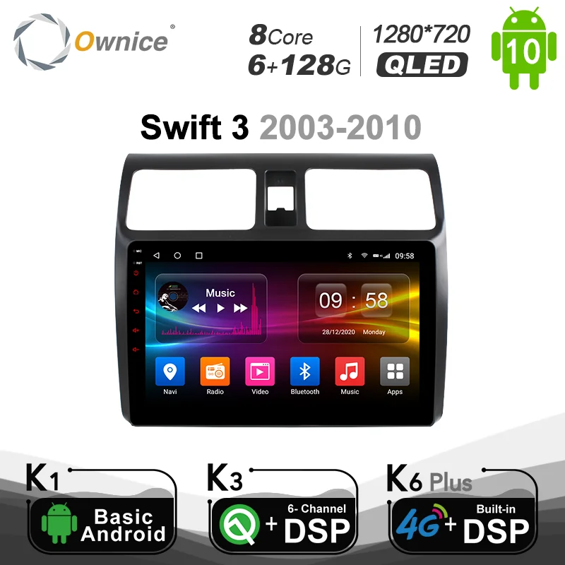 6G+128G 720P Octa core Android 10.0 car radio gps DVD player for suzuki swift 2008 - 2014 4G LTE DSP SPDIF 1280*720 BT 5.0