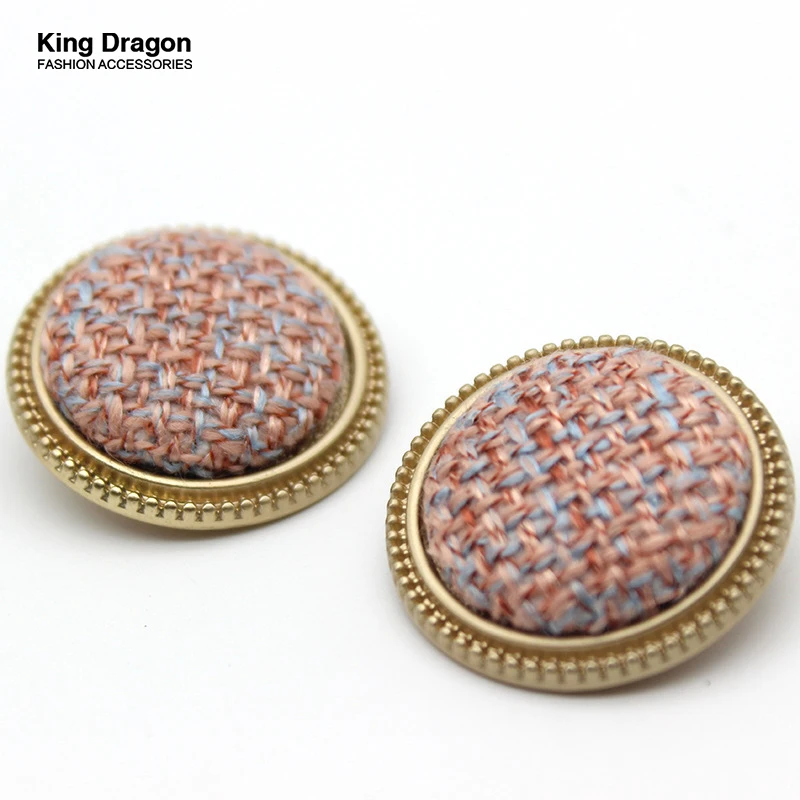 New Arrival Gold Round Cloth Metal Buttons For Needlework Clothing Women Coat Suit Cardigan 6PCS Sewing Button KD874