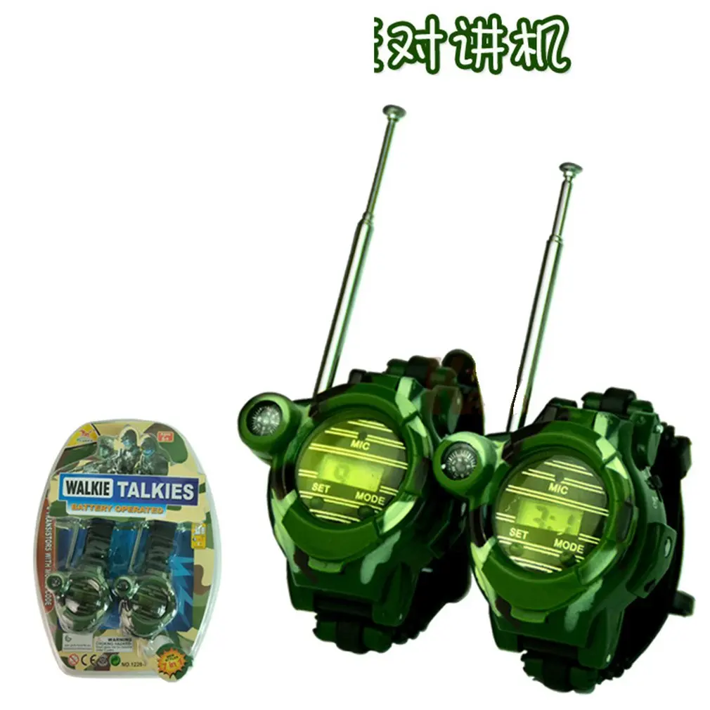 2pcs Walkie Talkies Watches Toys for Kids 7 in 1 Camouflage 2 Way Radios Mini Walky Talky Interphone Clock Children Toy