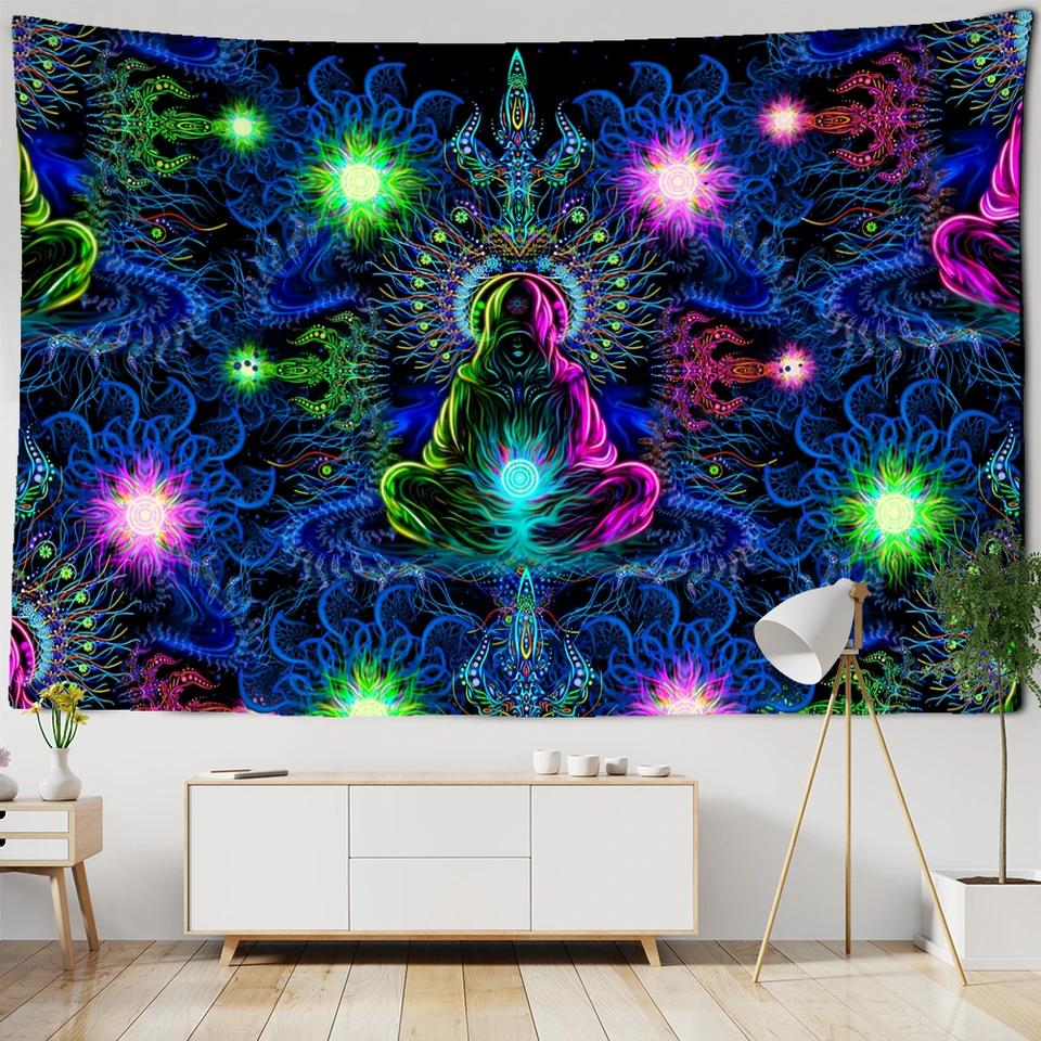 Tapisserie Sept Chakra Statue Bouddha Tapisserie Uv Fluorescent Tenture Murale Yoga Mandala Hippie MéDitation Tapisserie Tissu Mural Indien Boho pour Salon Chambre à Coucher,150x100cm(59x39inch) G Tapisserie Sept Chakra Statue Bouddha Tapisserie Uv Fluorescent Tenture Murale Yoga Mandala Hippie MéDitation Tapisserie Tissu Mural Indien Boho pour Salon Chambre à Coucher,150x100cm(59x39inch) G