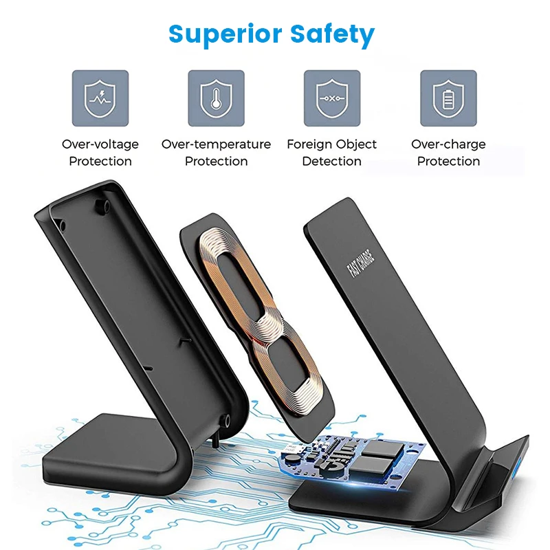 30W Qi Wireless Charger Stand Fast Charging Dock Station For iPhone 13 12 11 Pro X XS Max XR Samsung S20 S10 Xiaomi Phone Holder