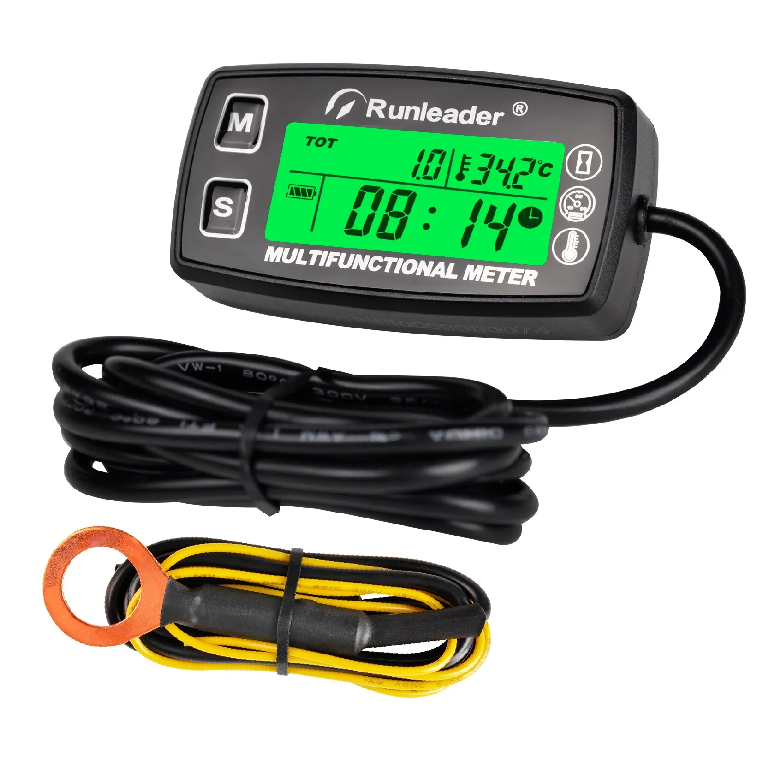 Digitaler Tach/Stunden-Meter, Motor temperatur anzeige, Alarm U/min und Temperatur, Hintergrund beleuchtung für Rasen traktor Kompressor Generator Schnee – Detail 1