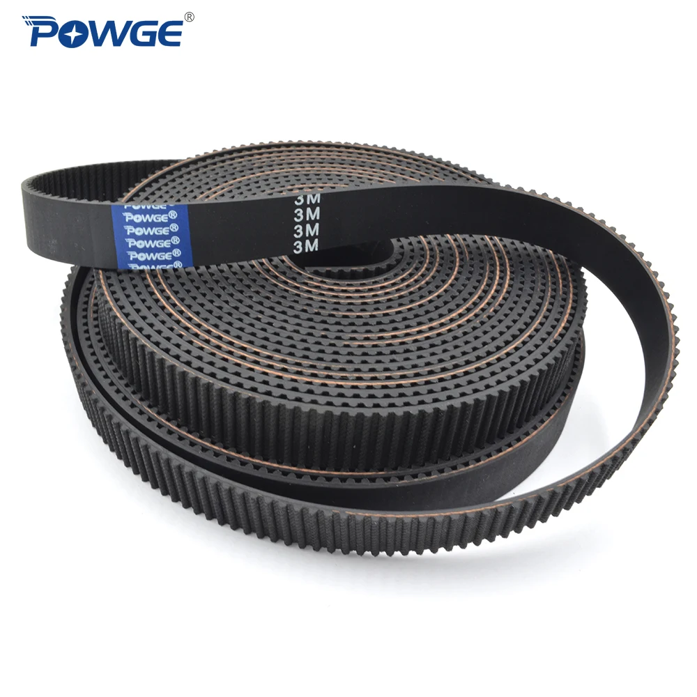 POWGE High torque HTD 3M open Synchronous timing belt width 6/9/10/15/20mm length 5M/10M/50M Neoprene Rubber HTD3M Pulley CNC