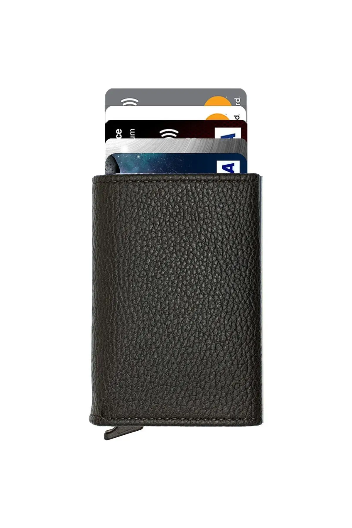 

Men's black automatic mechanism card holder wallet Business ID credit card holder PU leather card wallet