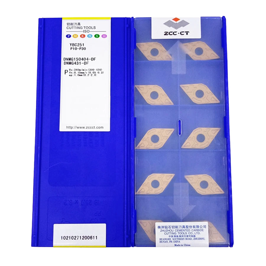 

ZCC.CT DNMG150404-DF YBC251/DNMG150408-DF YBC251 Carbide Inserts 10Pcs CNC Lathe Tools