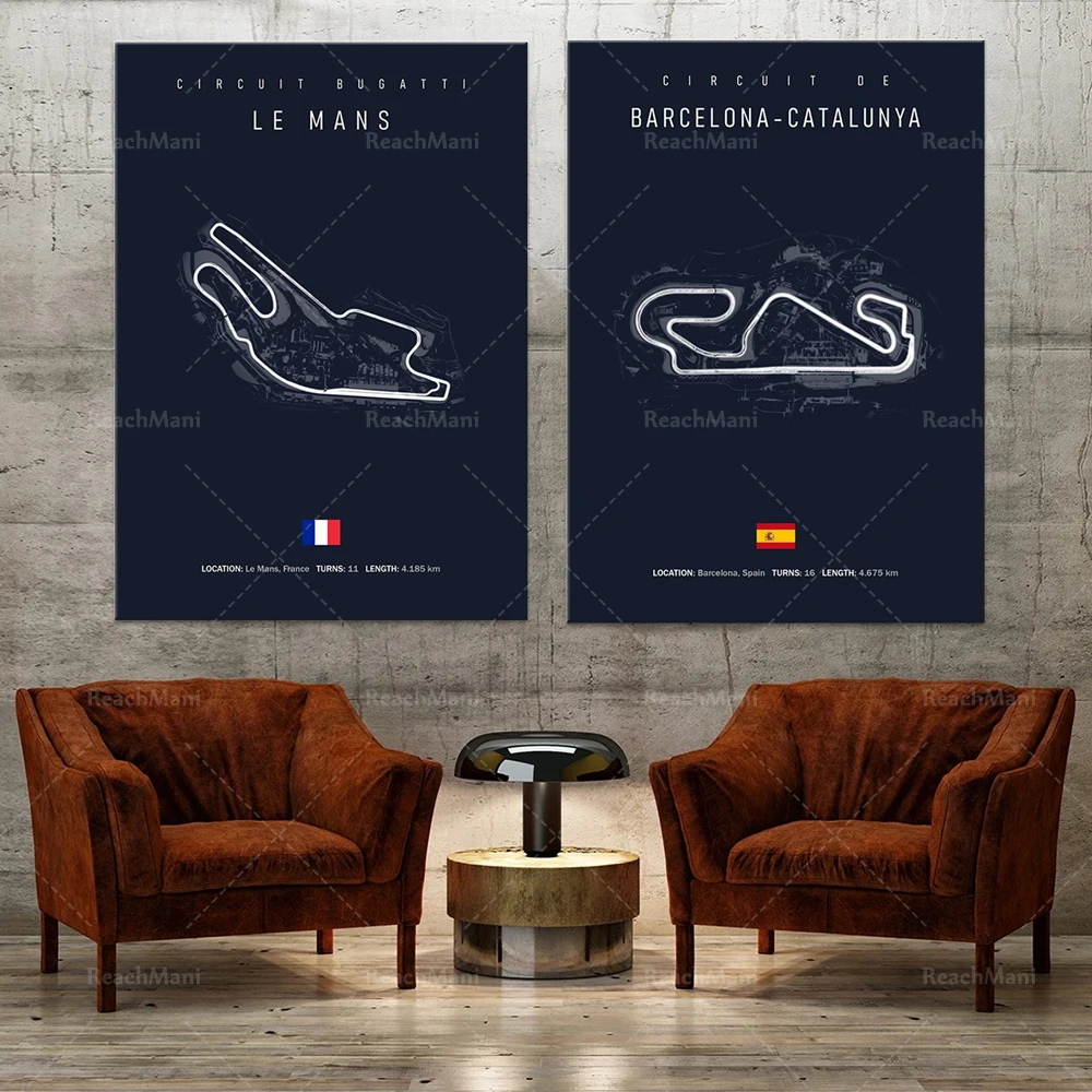 Affiche de peinture de modèle moderne de circuit du Mans, cadeau