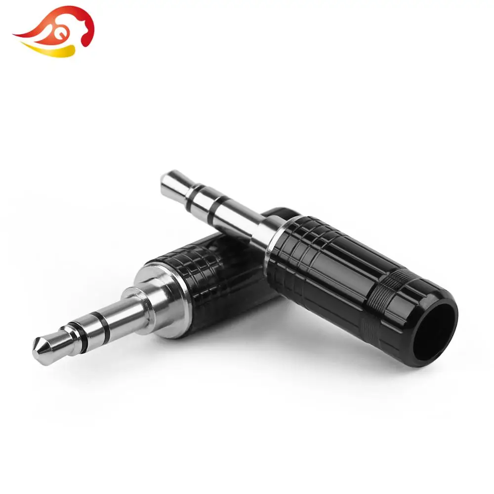 QYFANG 3.5mm Earphone Plug 3 Pole Stereo Audio Jack Gold/Rhodium Plated 6.0mm Wire Hole Adapter Headset Soldering Line Connector