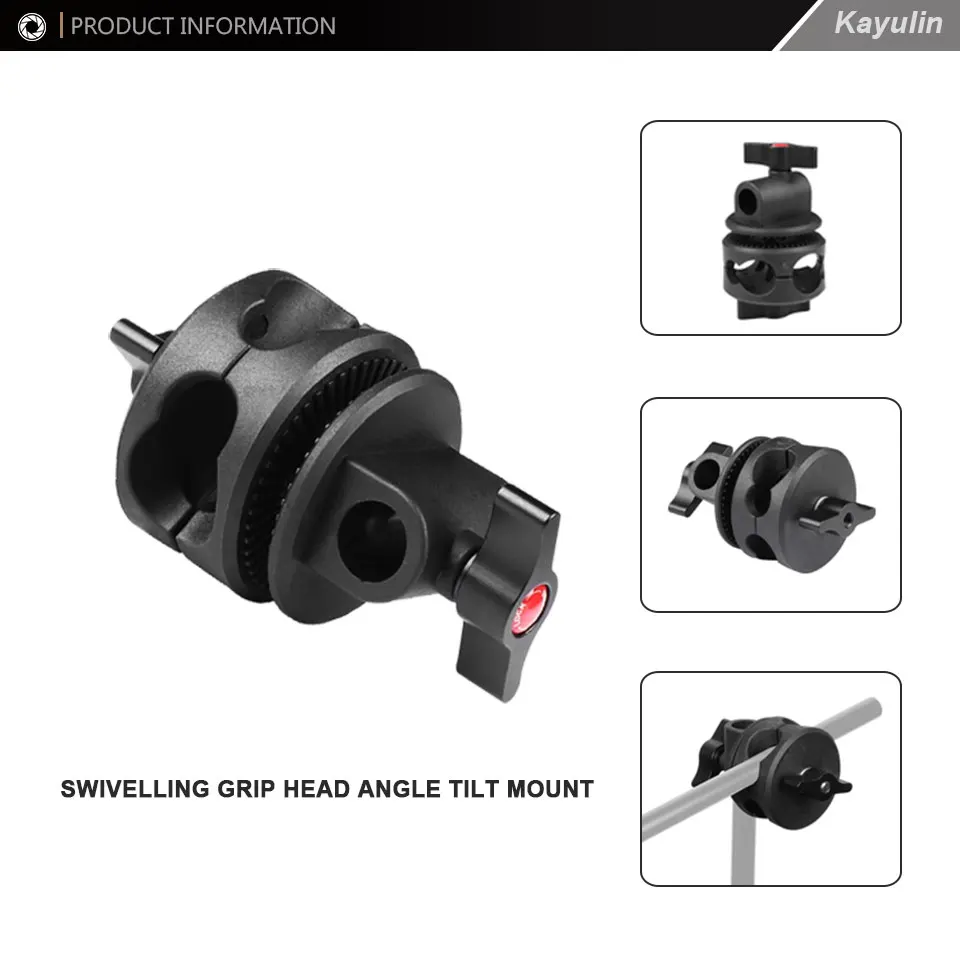 Kayulin Swivelling Grip Head Angle Tilt Mount Wheel Clamp Connector Bracket For Photo Studio Boom Arm Reflector Holder Stand