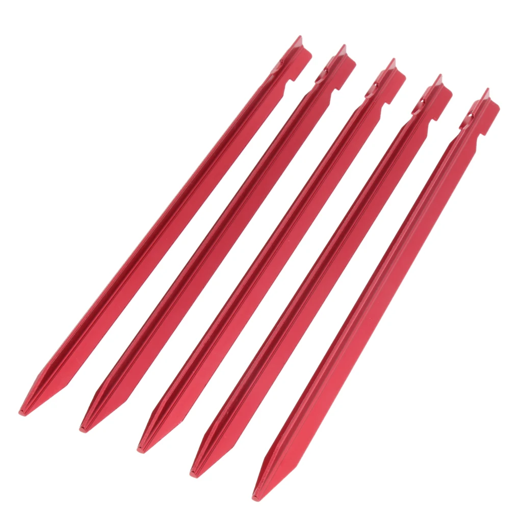 5pcs 23cm Aluminum Camping Tent Stakes Pegs Triangle Ground Nails Outdoor Hiking Beach Garden Park Travel Beach TarpTent Wind