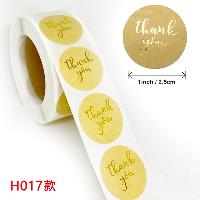 500pcs Round Labels Kraft Paper Thank You Sticker Dragees Candy Bag Flower Gift Box Cake Boxes and Packaging Wedding Stickers