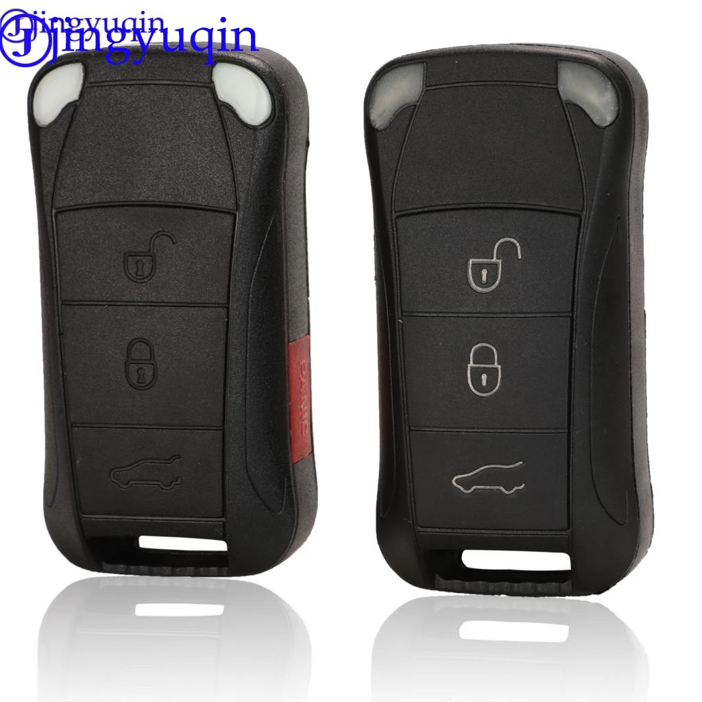 jingyuqin Replacement Remote Flip Folding Car Key Shell Case Fob For Porsche Cayenne GTS 3 Buttons