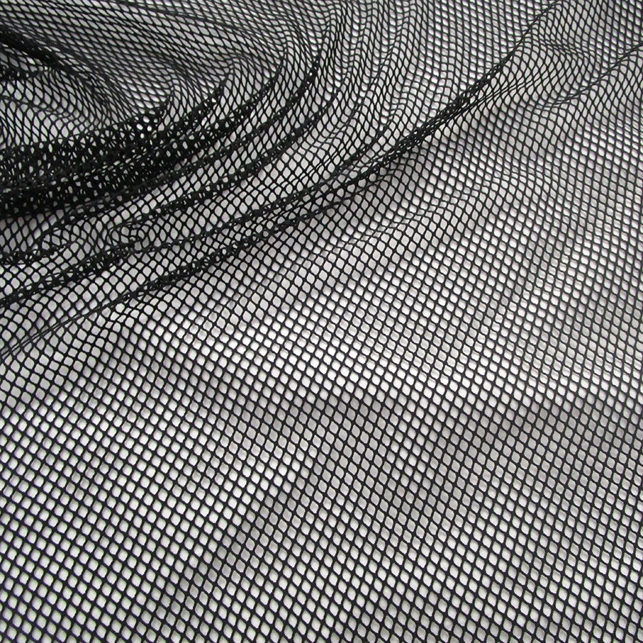 Fashion White Stretch Mesh Fabric Brit Style Spandex Polyester Plaid Black Hollow Net Fabric Sewing Cloth Tissu tecidos Hot Sale