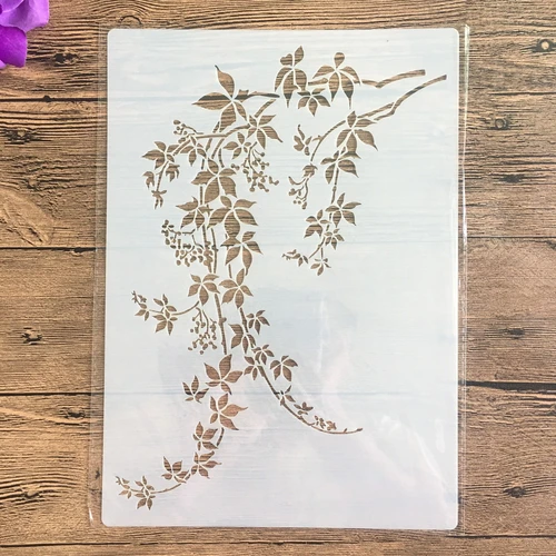 Plantillas A4 de 29x21cm con hojas para manualidades, pintura de pared, libro de recortes colorear, álbum en relieve, plantilla de tarjeta de papel decorativa, pastel