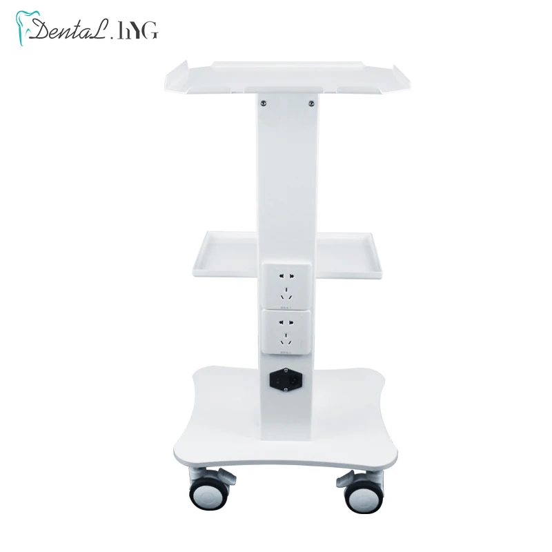 Medical Trolley Mobile Shelf Table Dental Unit Portable Cart with Swivel Brake Wheels and Socket for Dental Clinic Dentist Tool