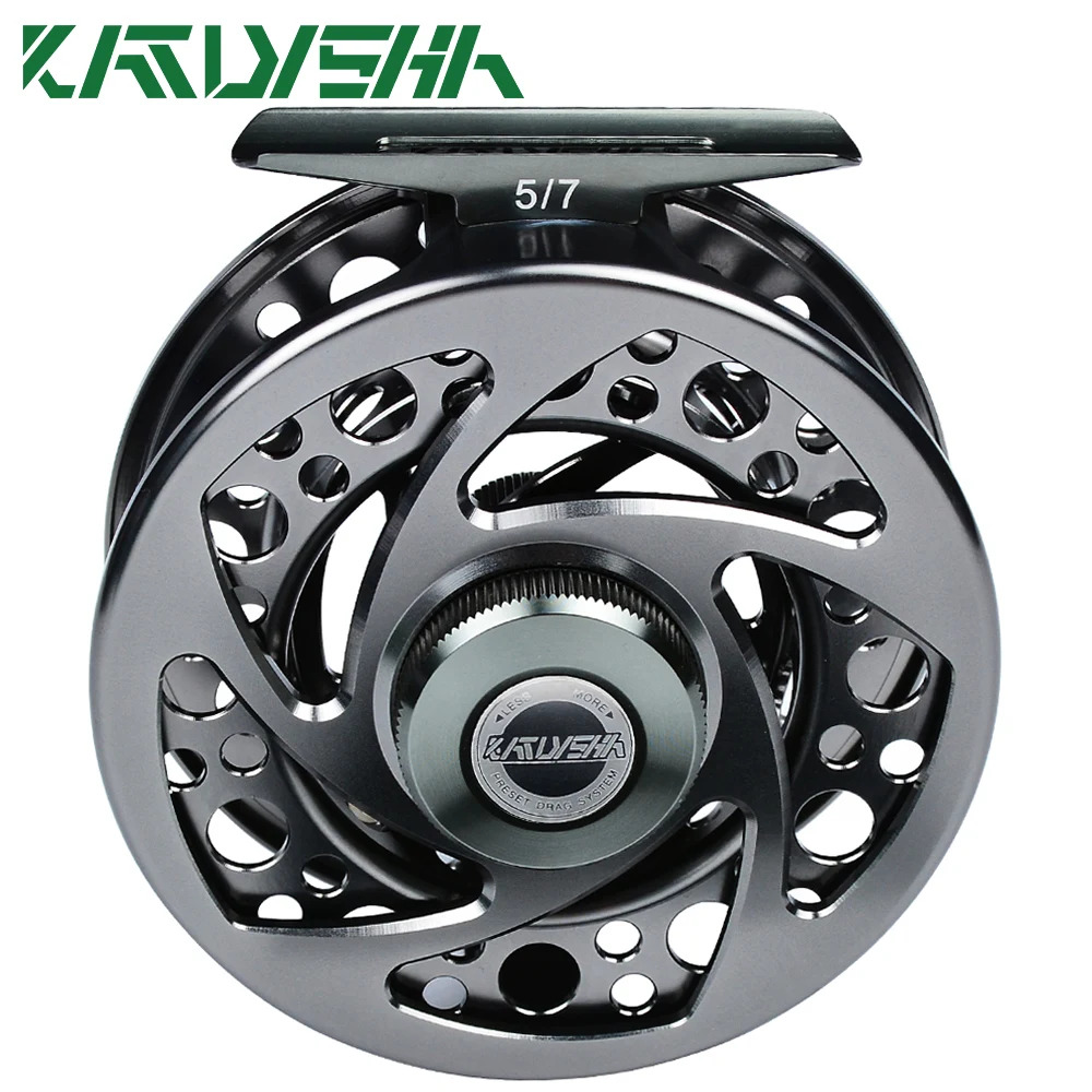 KATYUSHA Fly Fishing Reel 5/7-7/9-9/10 WT Fly Fishing Wheel Aluminum Fly Reel CNC Machine Cut Large Arbor Die Casting