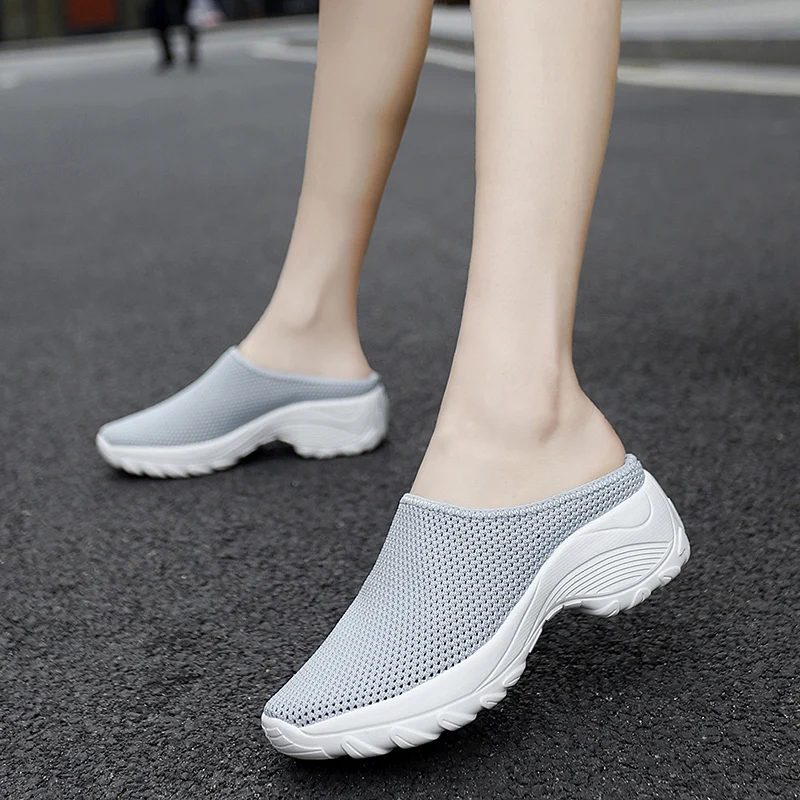 Women Shoes  White Wedges  Playform Slip on Purple Red Semi-slipper Convenient Outdoor Fashion Casual Shoes